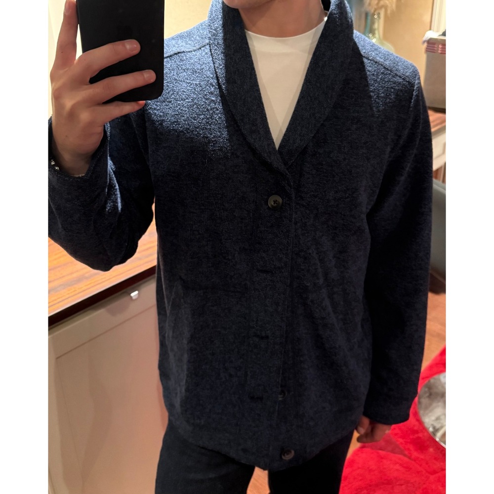 Tommy Bahama Granite Bay Shawl Cardigan Navy Blue Marled Knit Sweater Mens Small